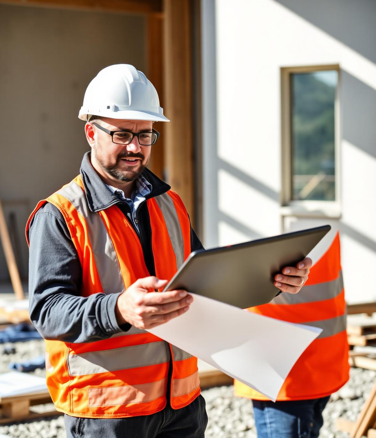 Bauleiter auf der Baustelle